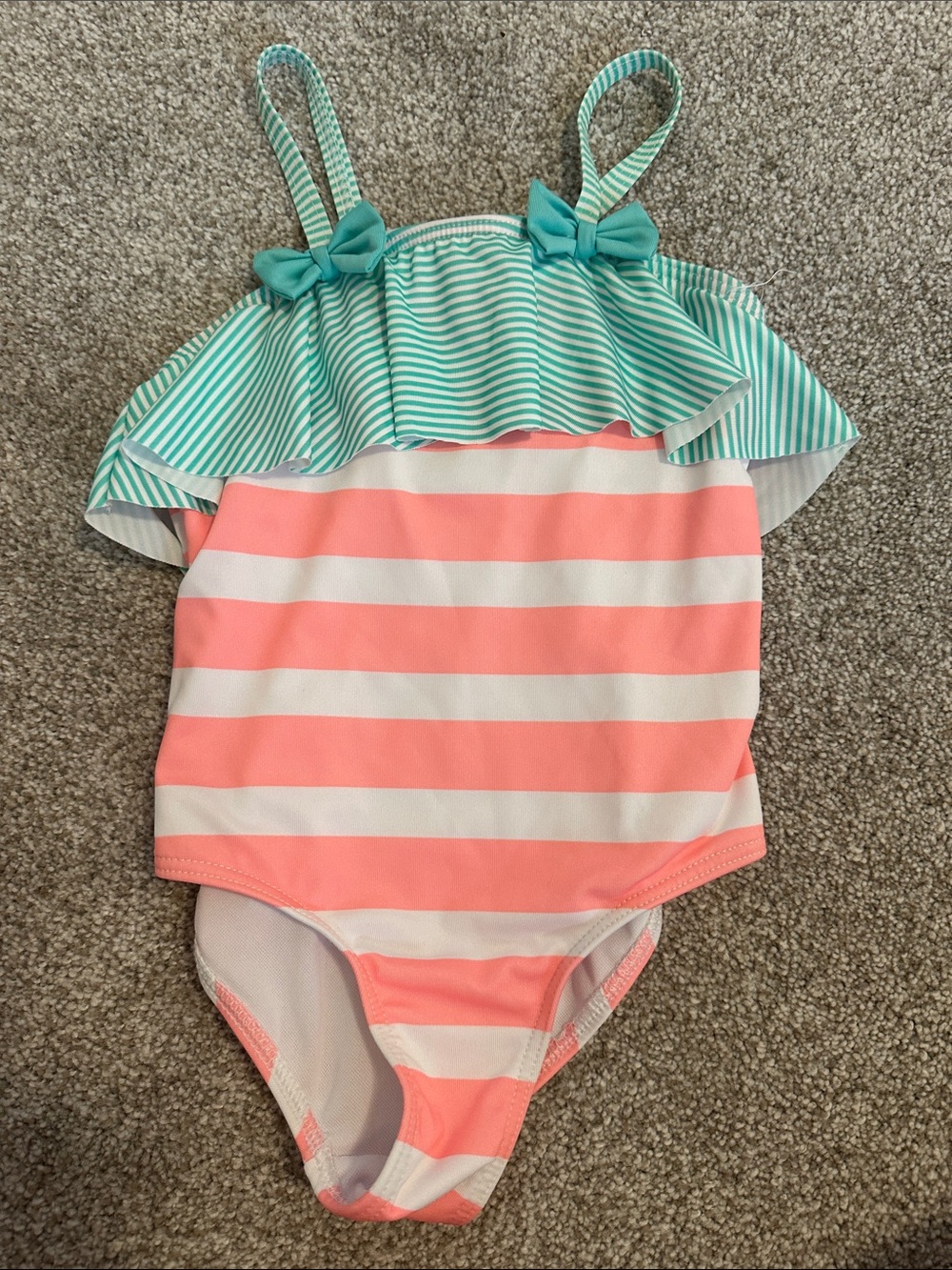 Penelope Mack Pink and Mint Stripe One-Piece Swimsuit